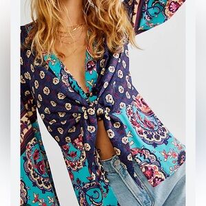 Free people silky run free blouse